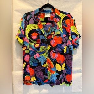 Anthropologie Colorful Tropical Print Shirt